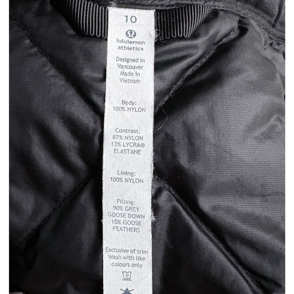 Lululemon Size 10 Down For A Run Quilted Puffer Vest Goose Down Black Full Zip - Picture 9 of 11